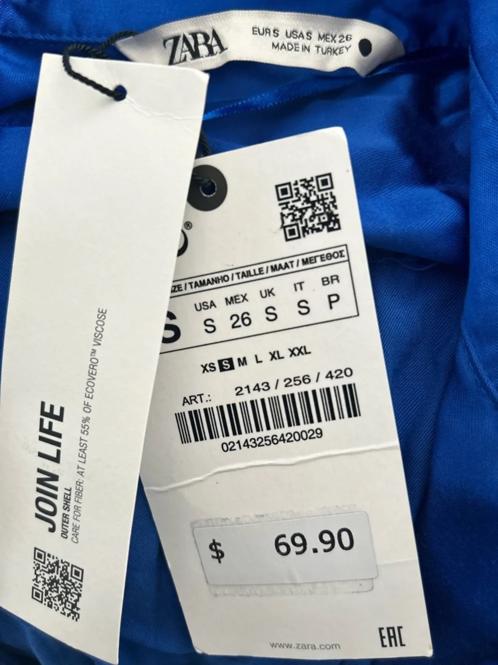 Zara - Cobalt Satin Dress - S - Picture 8 of 8